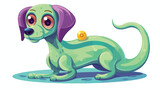 Fototapeta Dinusie - A cartoon illustration of an alien dog slithering