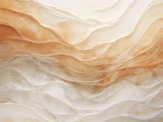 Wall Mural - Tan and white painting with abstract wave patterns