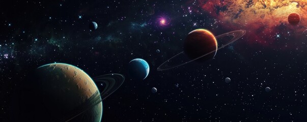 Wall Mural - view of planet in space galaxy and stars in bacground. space astronomy theme