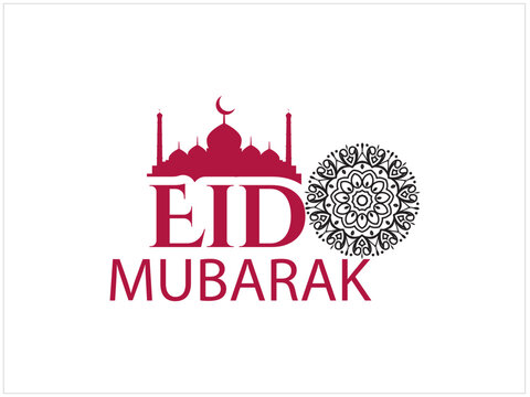 Eid Mubarak Typography ,logo and illustration.