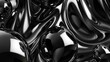 A complex 3D black chrome abstract form with various volumetric modern shapes in Y2K style. Isolated modern element for modern futuristic design.