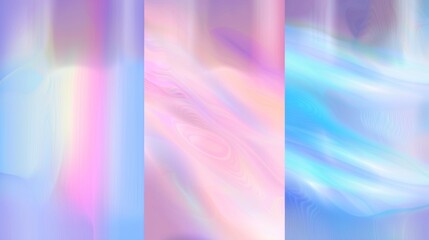 Poster - A holographic gradient modern background. A dreamy holography background with a bright and trendy layout. A set of holographic light covers modern illustration.