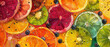 Citrus Fruit Slices with Refreshing Water Droplets