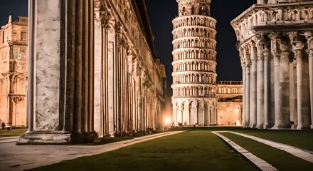 Wall Mural - Tower of Pisa at night.