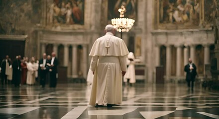 Wall Mural - Back view of the Pope of Rome in the Vatican.