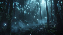 3D Looping Animation Misty Fantasy Forest Glow Orbs ..