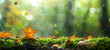 Autumn maple leaves decorate a beautiful nature bokeh background, AI Generative.