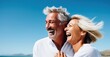 Joyful senior couple's close-up portrait radiating happiness and love