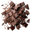 Chocolate pieces isolated on transparent background