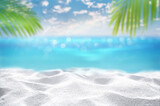 Fototapeta Morze - Tropical white sand beach Summer background