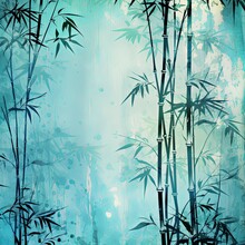 Turquoise Bamboo Background With Grungy Texture