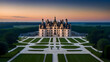 Twilight serenade at the Ch?teau de Chambord Photo real for Legal reviewing theme ,Full depth of field, clean bright tone, high quality ,include copy space, No noise, creative idea
