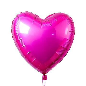 Shine bright pink heart shape balloon. isolated on transparent background.