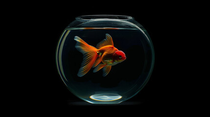 Wall Mural - Elegant Oranda Goldfish in Round Aquarium