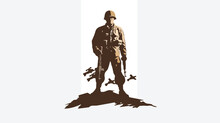 Vintage Army Action Figure Logo Flat Vector 