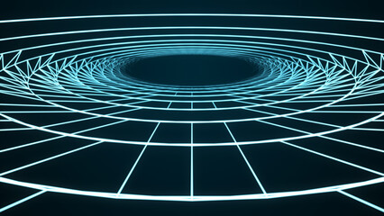 Fototapete - Abstract tunnel of lines. 3D wormhole with a mesh structure. Vortex. 3d rendering