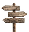 Vintage Wooden Arrow Signpost Against White Background