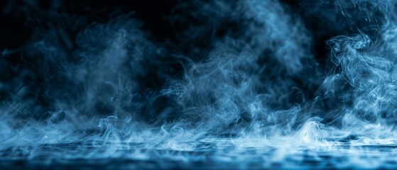 Wall Mural -  A blue and black background with smoke rising from the top