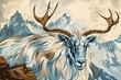 a painting of a goat with horns