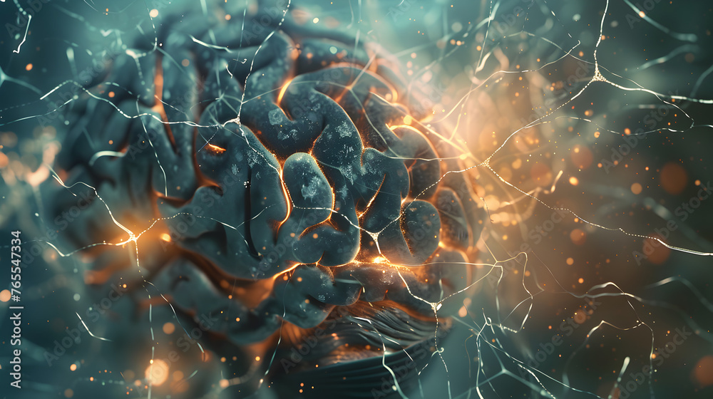 Illustration of a brain with TBI, where the injury's impact is depicted ...