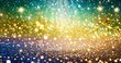 A vibrant background with a cascade of glittering bokeh effects resembling a starry galaxy. The image captures a festive atmosphere with a spectrum of rainbow colors.