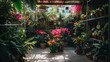 A room filled with various potted plants, perfect for interior design projects