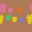 Horizontal pattern  colored angels. Hand drawn.