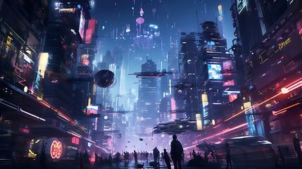 Poster - futuristic cityscape plunged into darkness