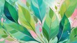 Abstract background embodies the freshness of spring, featuring splashes of vibrant greens intermixed with soft pastel hues of pinks and blues, impressionistic strokes
