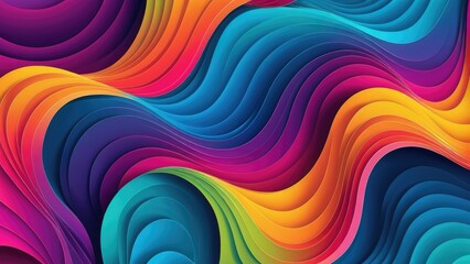 Wall Mural - Vector illustration of dynamic flowing waves, cascading delicately across a gradient color background, synergizing as an ideal wallpaper or background for various creative projects such as banners