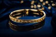 modern golden bracelet on blue backgroung