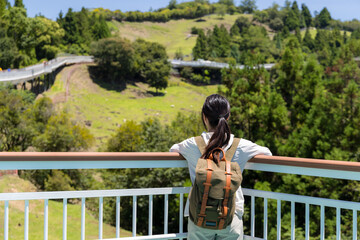 Wall Mural - Hiking woman visit the Qingjing Farm in Taiwan