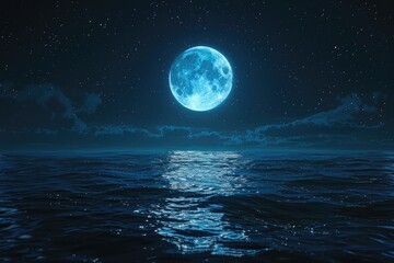 Wall Mural - moon over sea.