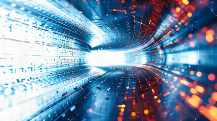 Poster - Digital Network and Cyberspace Concept, Modern Technology and Information Communication, Futuristic Blue Design