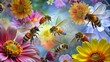 group of bees on flower