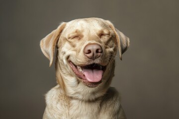 Wall Mural - dog with his eyes closed and a joyful expression