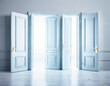 A series of doors opening into bright futures, symbolizing opportunities in entrepreneurship and innovation