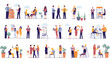 © ribelco - Hiring flat illustration mega set. Concept of recruitment, jobseeker, interview, business analysis, marketing, team metaphor and jobhunter templates.