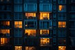 Apartment building exterior at night