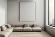 modern apartment interior with a large all-white canvas framed in a very thin black frame (4)