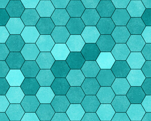 Wall Mural - Retro teal hex abstract repeat and seamless background