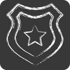 Wall Mural - Icon Protection Shield. related to Military And Army symbol. chalk Style. simple design illustration