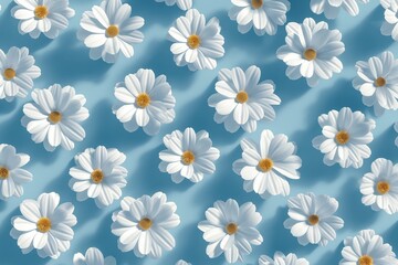 Canvas Print - Pattern with white flowers