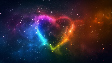 black canvas becomes a canvas for a cosmic love story, with stars aligning to form a radiant heart i