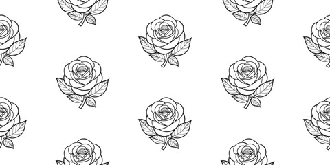 Poster - Seamless pattern with black and white roses. Seamless pattern with flowers. Vector illustration.