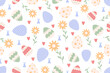 © Daryna Martyniuk - Cute Easter seamless pattern with bunnies, flowers, easter eggs.Beautiful background, great for Easter Cards, banner, textiles, wallpapers.Vector design