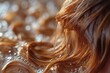 Nourish hair of shampoo or serum, oil for curly hair. Repair damaged hair concept