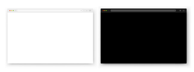 Fototapete - A set of browser window in white and black on a white background. Website layout with search bar, toolbar and buttons. Vector EPS 10.