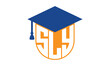 SLY initial letter academic logo design vector template. school college logo, university logo, graduation cap logo, institute logo, educational logo, library logo, teaching logo, book shop, varsity