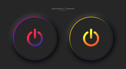 Poster - a set of round buttons with the power symbol in black. user interface elements for mobile devices in